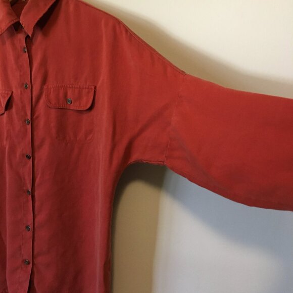 Mavi Brick Red 3/4 Sleeve Button Up Dress Shirt Made in Turkey - Picture 5 of 12